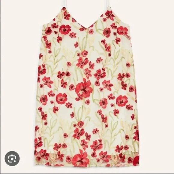 Aritzia Little Moon Cheyenne Floral Mini Dress NWT Cream Red Size Small - Picture 2 of 9